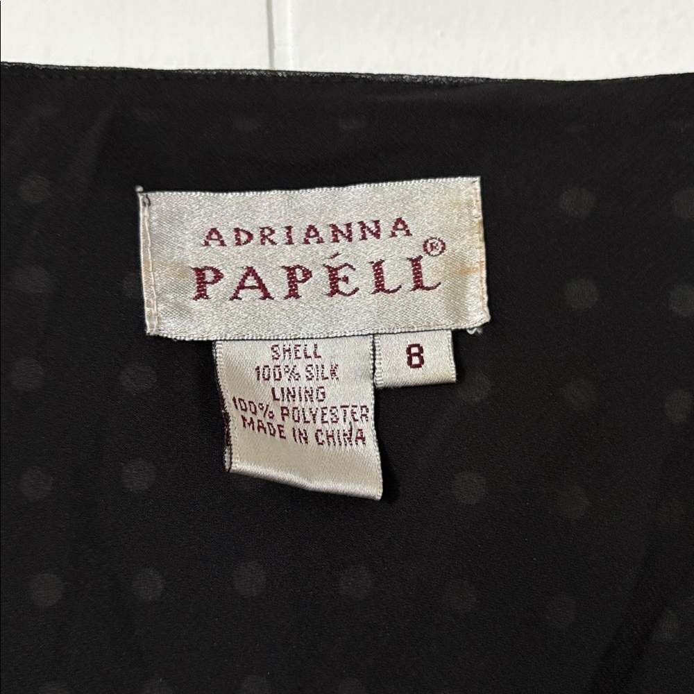 Adrianna‎ Papell Black Silk Vintage Cocktail Women's Dress Size 8 - Picture 6 of 11